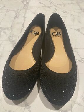 Gianni Bini Black Crystal-Embellished Ballet Flats